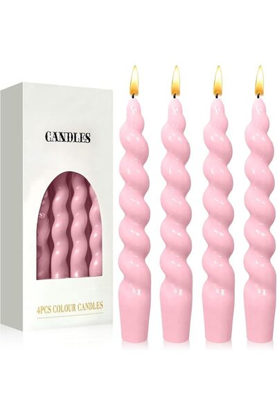 THE WHITE SHOP The White Shop 4 Pack 7 Inch Thick Pointed Spiral Candles, Lon...