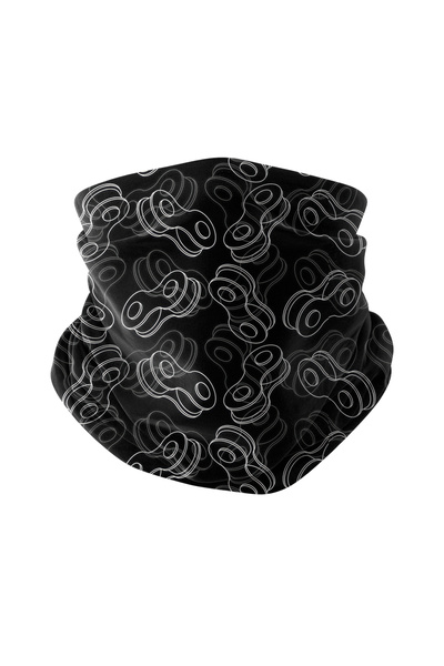 Bobrear Siyah Bisiklet Zinciri Desenli Çok Amaçlı Buff Bandana Boyunluk