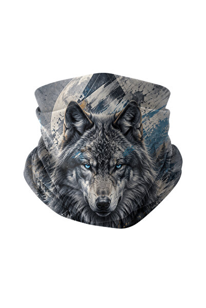 Bobrear Mavi Gözlü Kurt Desenli Çok Amaçlı Buff Bandana Boyunluk