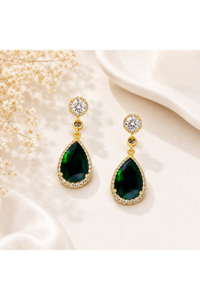 Archhazel Jewelery Xuping Earring with Green Crystal Stone