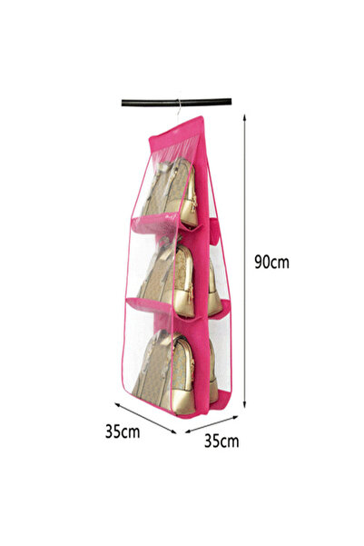 pınaxar 6-Compartment Practical In-Cabinet Bag Hanger/Organizer (Pink)
