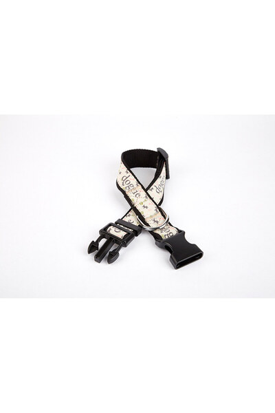 Nur store Çanta Dog and Paw Patterned Woven Dog Collar 3 cm X 36-60 cm Black