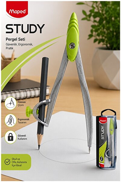 Artmaster Green Metal Compass with Pencil 1 Piece Maped Study 119410 Compass ...