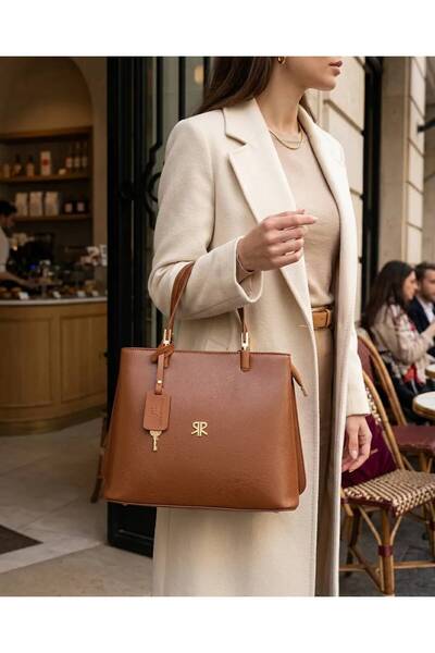 Çanta Trend Women's Large Size Shoulder Bag with Multiple Zipper Compartments