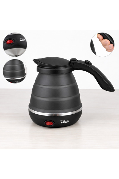 Zilan Fierbator de Apa Pliabil 0.5 L, Carcasa din Silicon Durabila, Baza Inox...