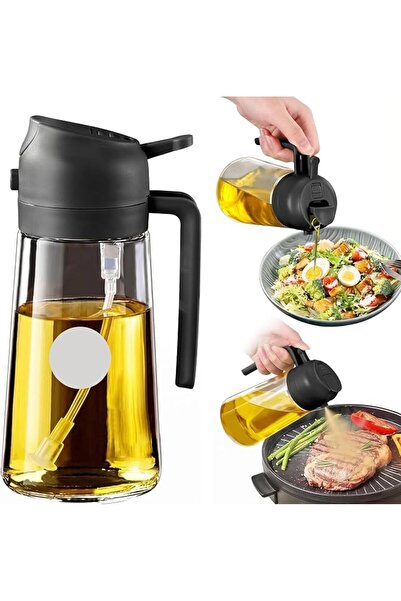 GENERAL Toll House 2-in-1 Kitchen Oil Sprayer and Dispenser, 470ml Glass Oliv...