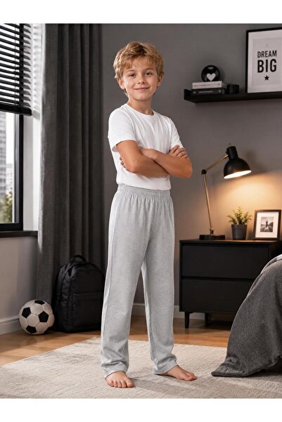 Lumos Trade Unisex Children's Gray Pajama Bottoms 100% Cotton Elastic Waist C...