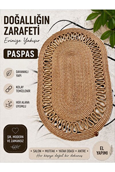 EYLCOTTON Jüt Hasır Kapı Önü Paspası , Banyo Paspası ,Salon , Mutfak , Yatak ...