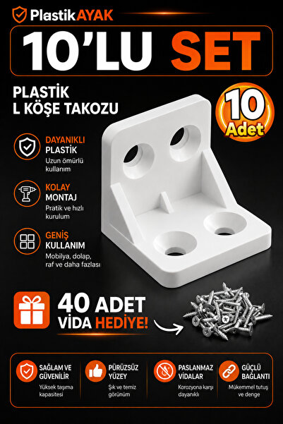 PlastikAyak Mobilya Eşya Dolap Köşebent Bağlantı Sabitleme Sabitleyici L Göny...
