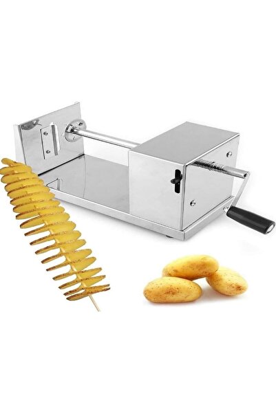 Generic Stainless Steel Tornado Potato Spiral Cutter – Manual Hand Crank Twis...