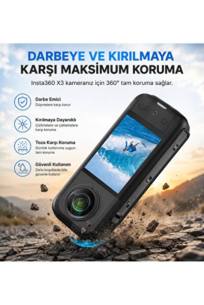 Zoli İnsta360 X3 Uyumlu Silikon Kılıf,İnsta360 X3 Uyumlu Koruma Kılıfı
