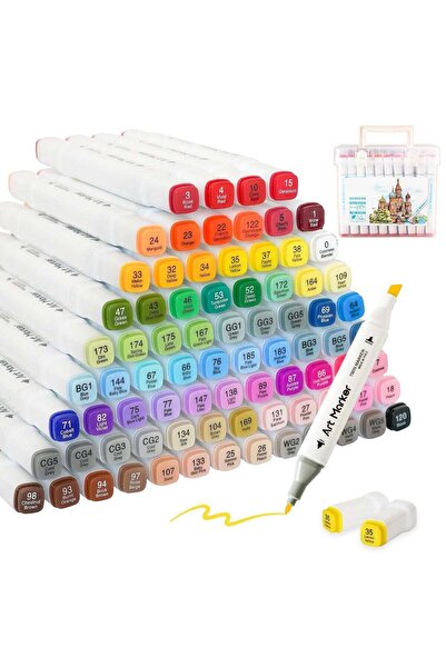 Generic 80 Colors Water Based Markers, Fine & Broad Dual Tip Coloring marker ...