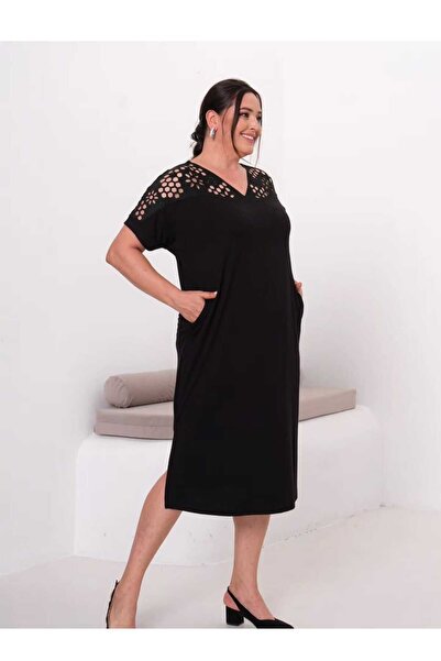 Esina Viscose Dress with Shoulder Detail