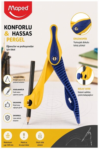 Artmaster Yellow Plastic Compass with Pencil 1 Piece Maped Kidz 191611 Compas...