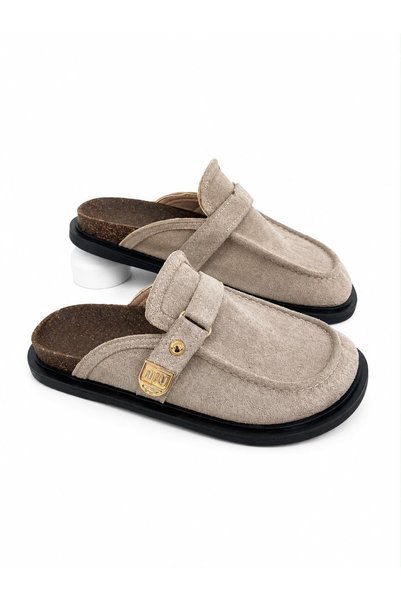 diclepolat Women's Mink Suede Buckle-Strapped Sabo Slippers Daily Home and Outdoor Slippers Niu Toka Aritse
