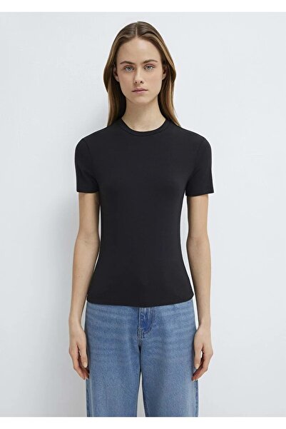 Mavi M1600963 Tricou de damă din amestec modal, moale, premium, de bază, NEGRU
