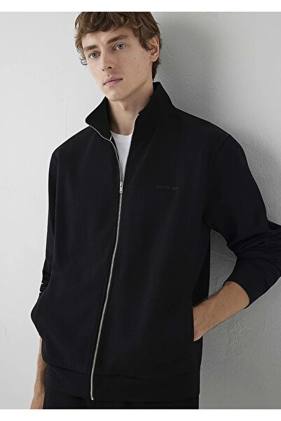Mavi M0S10628 Black Logo Printed Zippered Men's Sweatshirt Black