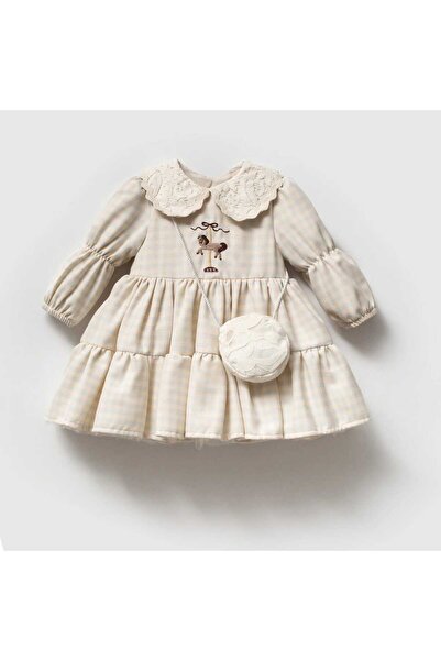ministok Carousel Embroidered Lace Collar Baby Girl Dress with Bag Accessories