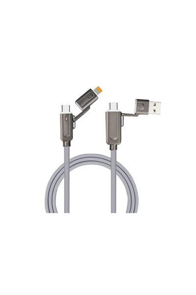 SYOSI كيبل شحن سريع متعدد USB C 4 في 1 بقدرة 60 واط مع سيليكون سائل وخليط معد...