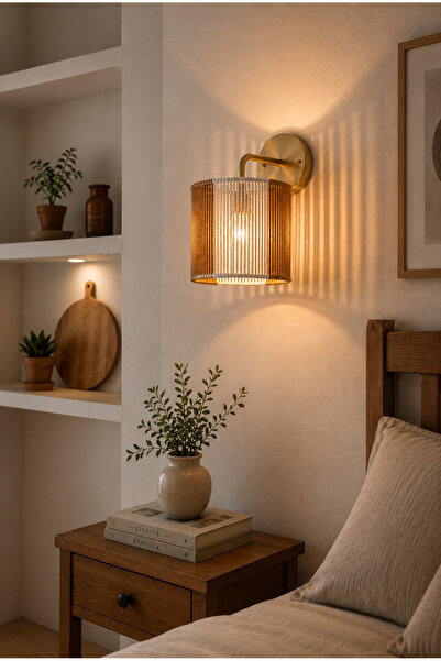 afralya home Bohemian Style Sconce Wicker Sconce Raffia Sconce / Hallway Scon...