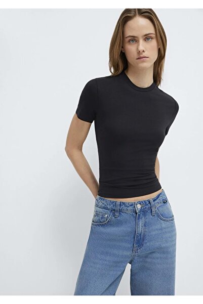 Mavi M1600963 Tricou de damă din amestec modal, moale, premium, de bază, NEGRU