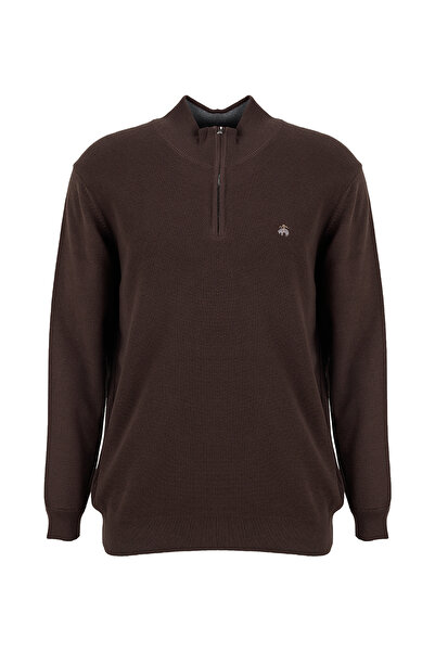 BROOKS BROTHERS Koyu Kahve Erkek Bato %100 Pamuk Kazak BBFW25MKL002