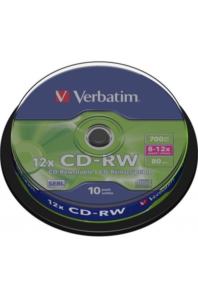 Verbatim CD-RW 700MB, 80min, viteza 8-12x, 10 buc, spindle, "43480"