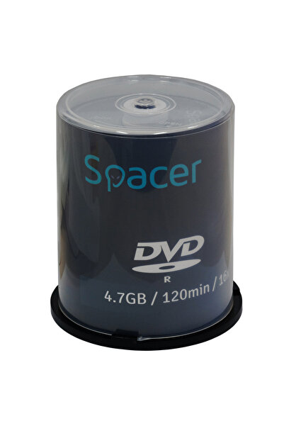 Spacer DVD-R 4.7GB, 120 minute, viteză 16x, 100 bucăți, spindul, "DVDR100"