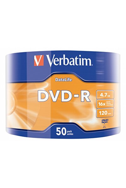 Verbatim DVD-R 4.7GB, 120 minute, viteză 16x, 50 bucăți, Single Layer, ambala...
