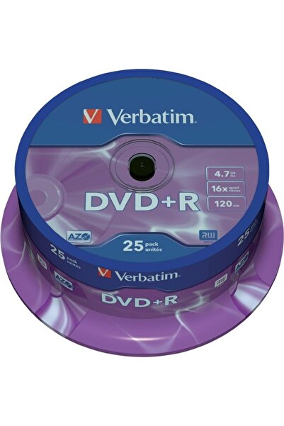 Verbatim DVD+R 4.7GB, 120 minute, viteză 16x, 25 bucăți, Single Layer, spindl...
