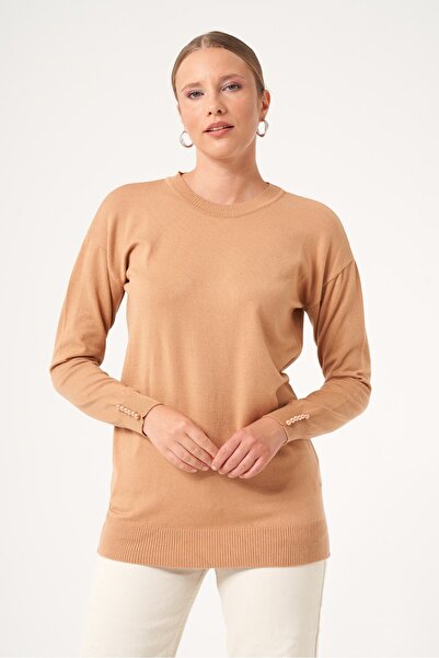 FTZ WOMEN Women's Cufflink Detailed Sweater Biscuit 25186