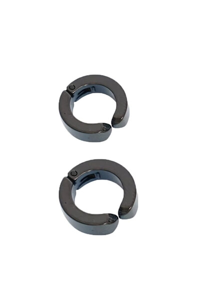 Nur store Çanta Men's Earrings - 2 Pieces Black Steel Stud Earrings Stainless...