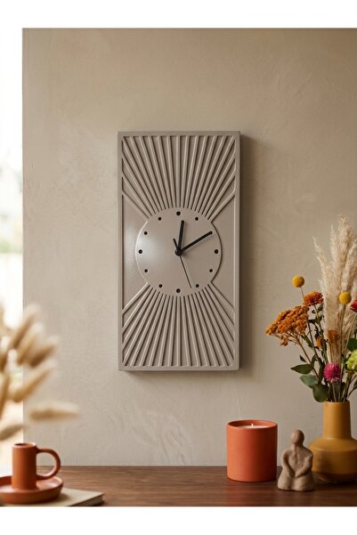 KAVELD Minimalist Duvar Saati - Güneş Işınları Motifli Dekoratif Taş Duvar Sa...