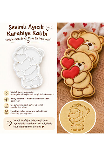 STRAWLİN MAISON Cute Teddy Bear Cookie Cutter Dough Shaper