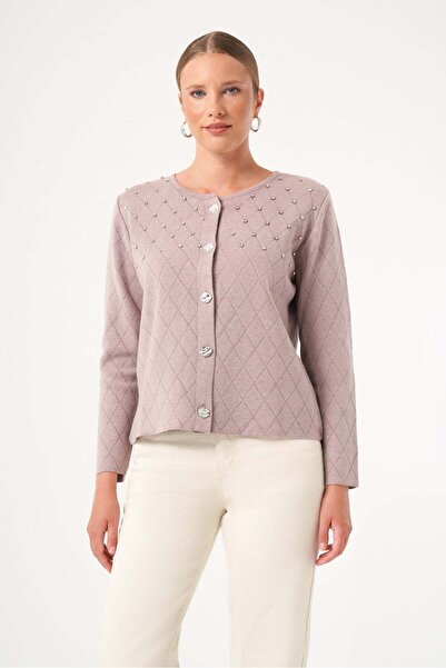 FTZ WOMEN Women's Beyoğlu Detailed Cardigan Mink 25268