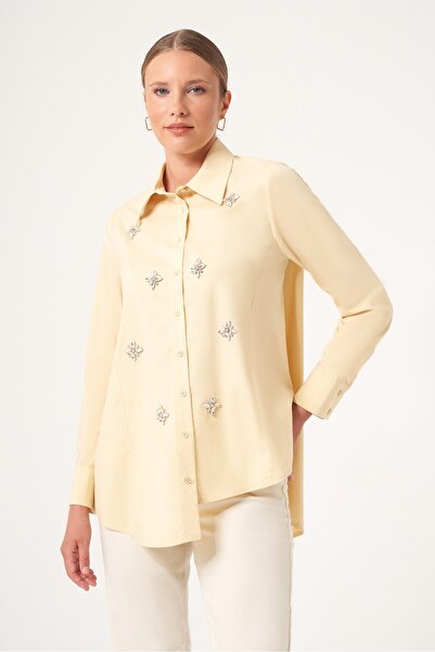 FTZ WOMEN Women's Stone Detail Poplin Shirt Acid 31510