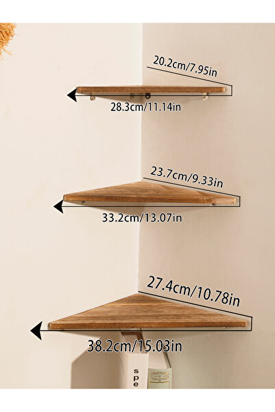 Choice1 Wall Shelf T-7584 Wooden Floating Shelf Charcoal Burnt Triangle Wall ...