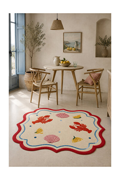 Rugs Modern Halı Rugs Modern Sera Studio Özel Tasarım Bej, Bordo ve Kırmızı İ...