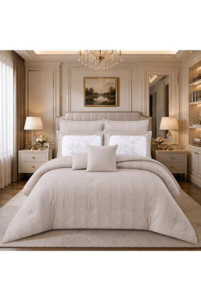 ShinyFlower Luxury Botanical Comforter Set, 5-Piece/8-Piece Textured Quilt Se...