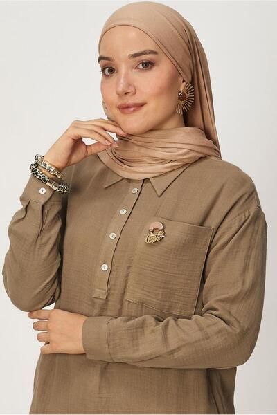 Alvina Shirt Collar Muslin Tunic 46732