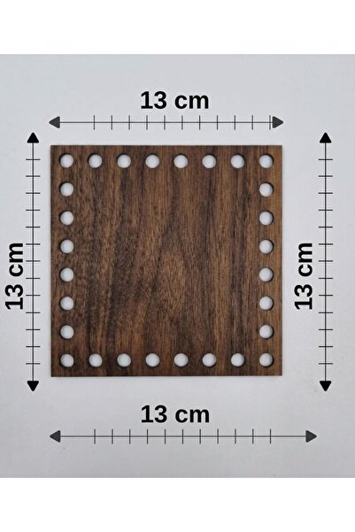 Mu Art Ahşap 10 Pieces of Wooden Walnut Patterned 13X13 cm 1 Tray Knitting Pl...