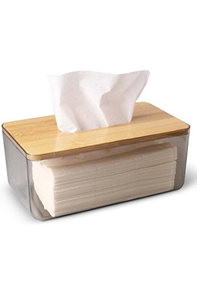 Moment Acrylic Rectangular Tissue Box Holder With Bamboo Lid For Bathroom And...