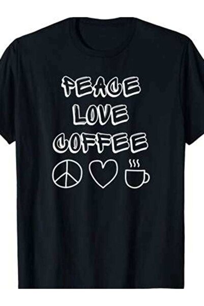 26LIK تي شيرت هدية لمحبي القهوة من Peace Love Coffee للرجال أو النساء