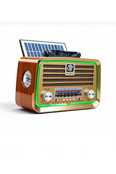 ataşbey RT-717 Klasik Retro Solar Güneş Enerjili LEDLİ Fenerli Nostalji Bluet...