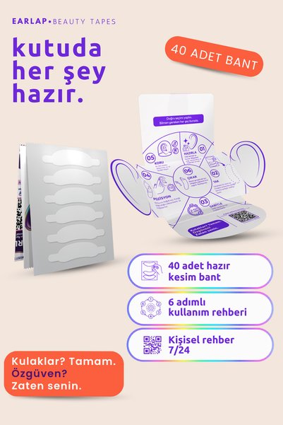 Beauty Tapes Earlap Kepçe Kulak Bandı Bean Plus XL Boy, 40 adet