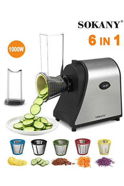 SOKANY Electric Cheese Grater,1000W Multifunctional Food Processor,5 Replacea...