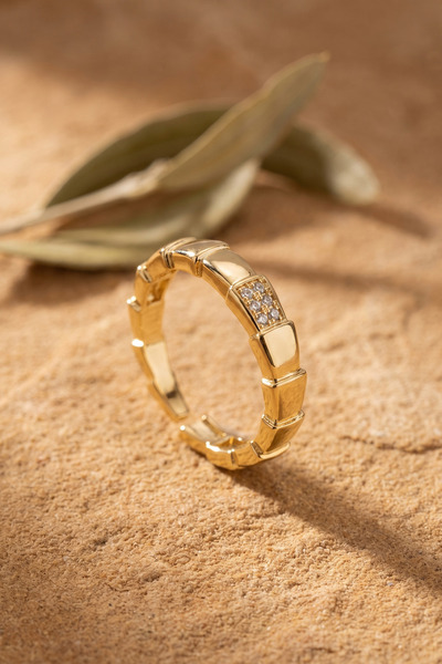 callerrons accessories Gold Color Snake Model Zircon Stone Women's Ring - Ebj...