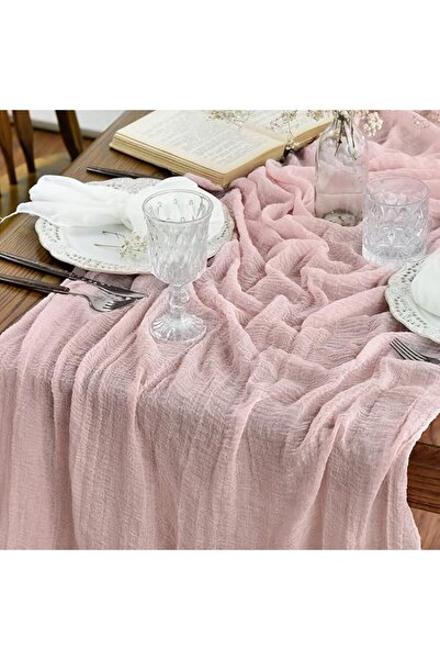 GENERAL Artoide Mod Red Gauze Fabric Table Runner Boho Style Wedding Party Ta...