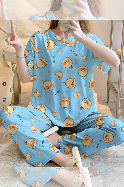 Luna Wear Σετ πιτζάμες με κοντά μανίκια Lunawear Duck Supersoft Basic Single ...