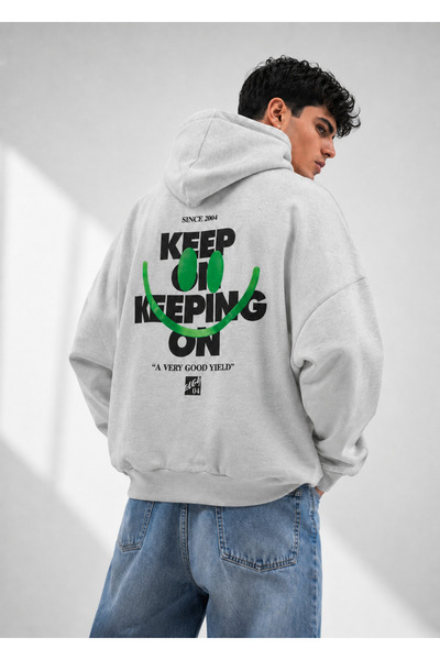 ZAVIXO Unisex Oversize Hoodie με στάμπα με κείμενο στο πίσω μέρος και πράσινη...